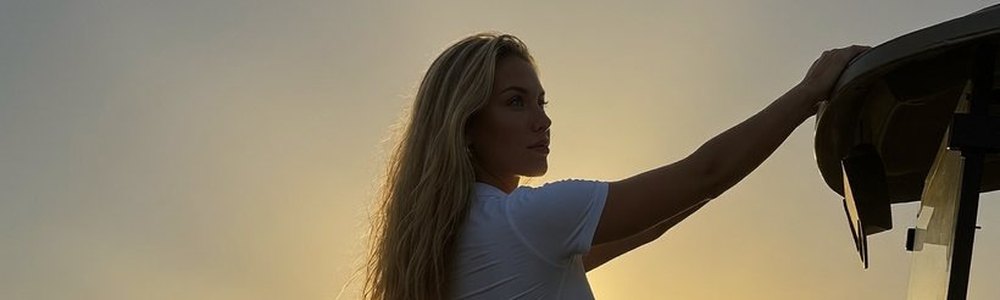 Amanda at the golf course at sunset